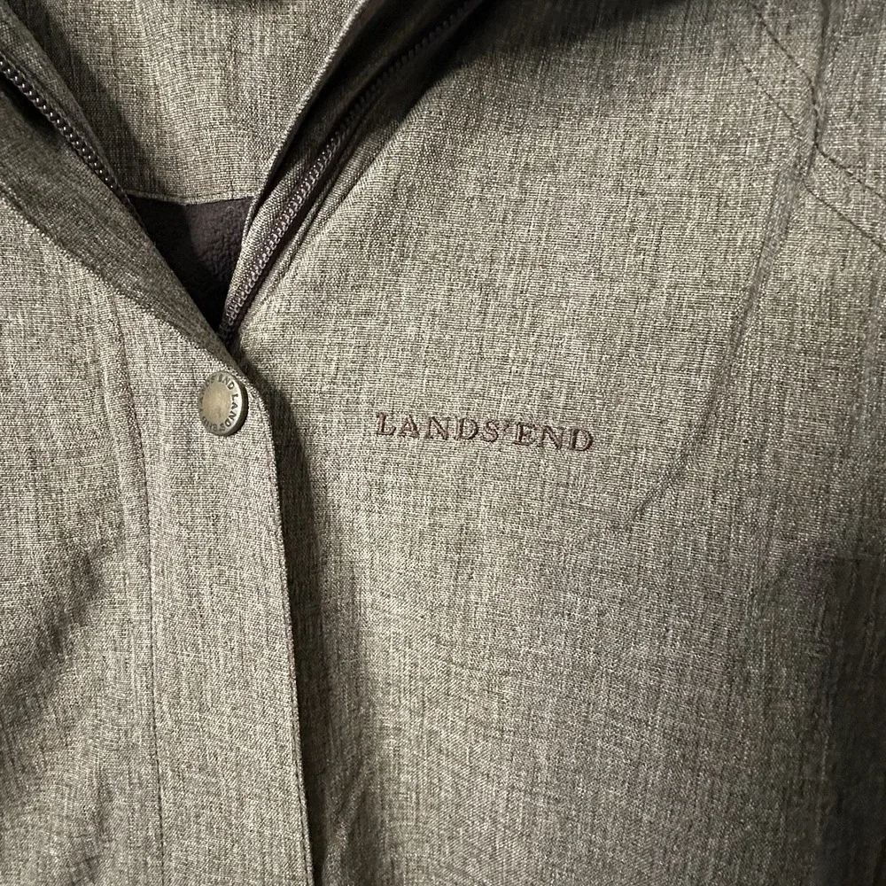 Lands End Hooded Jacket Size Large Winter Coat Brown